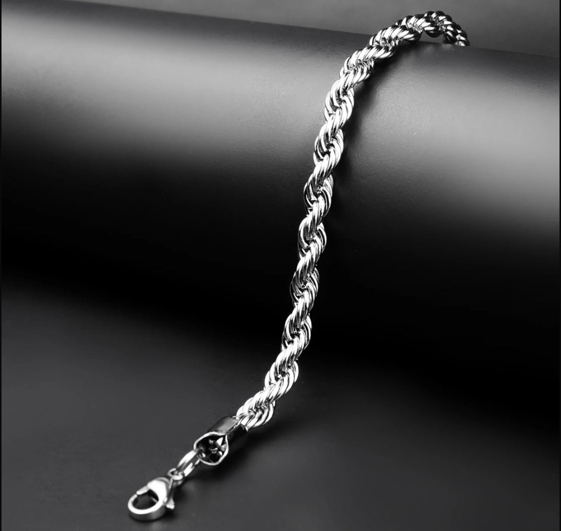 5mm Silver Flex Rope Bracelet