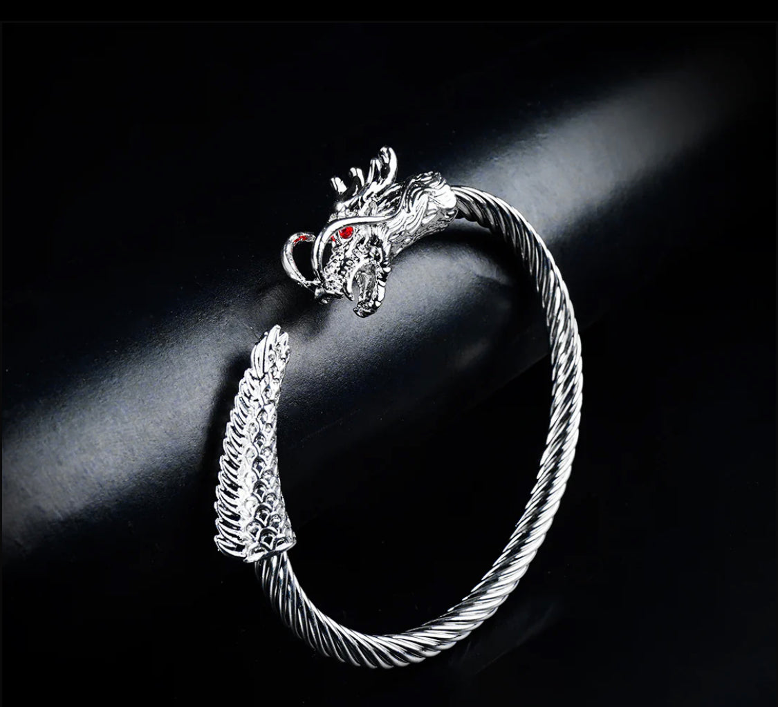 6mm Silver Metallic Draco Cuff Bangle