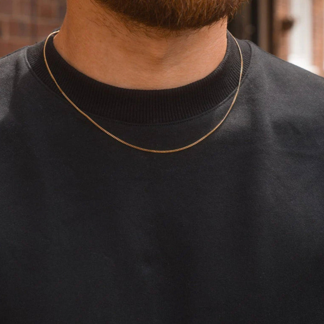 1.5 Thin & Short Golden Curb Neck Chain