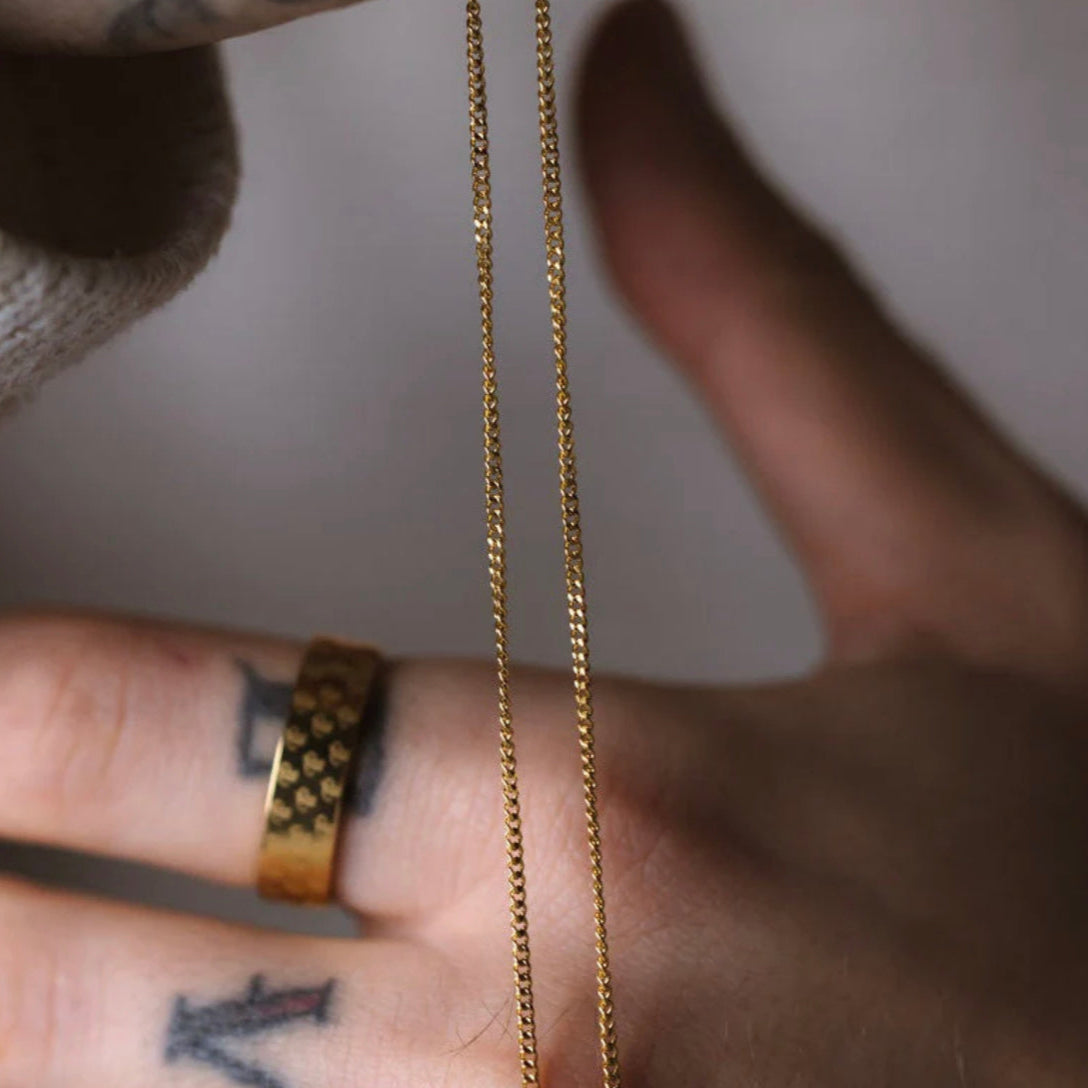 1.5 Thin & Short Golden Curb Neck Chain