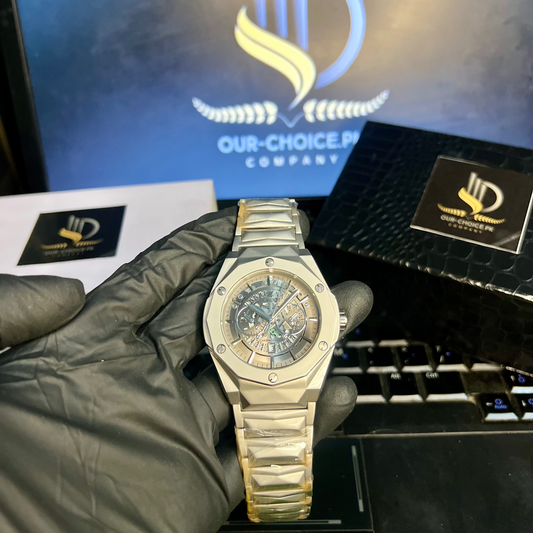 Hublot Diamond Cut Silver With Gray Dial