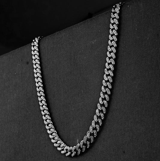 12mm Silver Flex Beaded Miami Cuban Chain