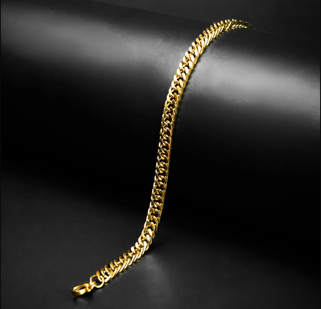 4mm Golden Flex Miami Cuban Chain Bracelet